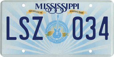 MS license plate LSZ034