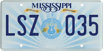 MS license plate LSZ035