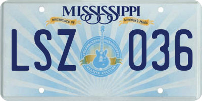 MS license plate LSZ036