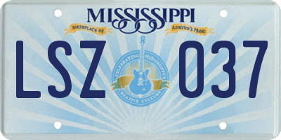 MS license plate LSZ037