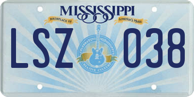 MS license plate LSZ038