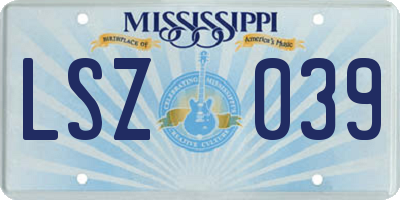 MS license plate LSZ039