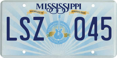MS license plate LSZ045
