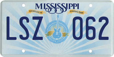 MS license plate LSZ062