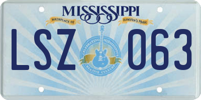 MS license plate LSZ063