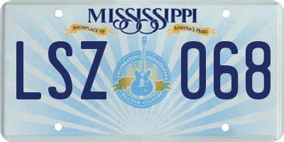 MS license plate LSZ068