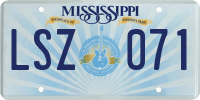MS license plate LSZ071