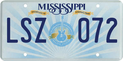 MS license plate LSZ072