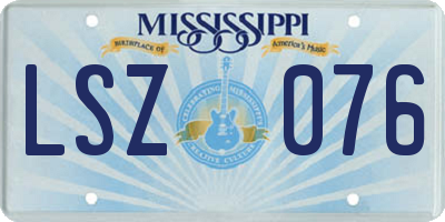 MS license plate LSZ076