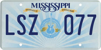 MS license plate LSZ077