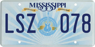 MS license plate LSZ078