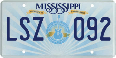 MS license plate LSZ092