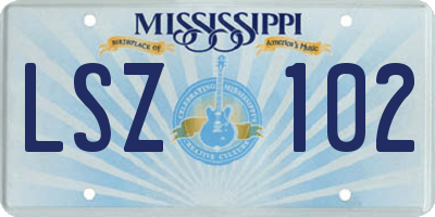 MS license plate LSZ102