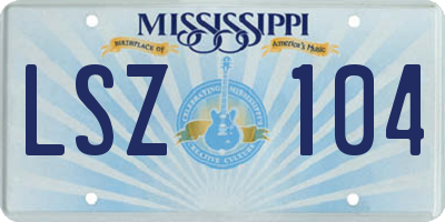 MS license plate LSZ104
