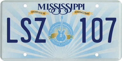 MS license plate LSZ107