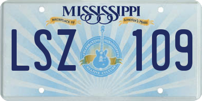 MS license plate LSZ109