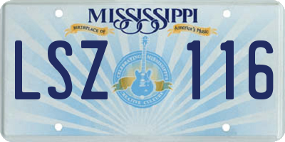 MS license plate LSZ116