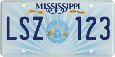MS license plate LSZ123