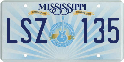 MS license plate LSZ135