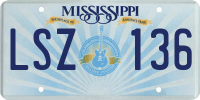 MS license plate LSZ136