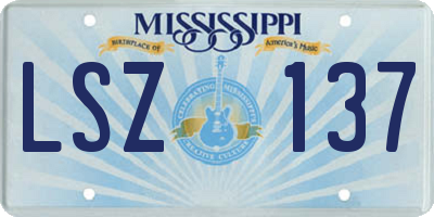 MS license plate LSZ137