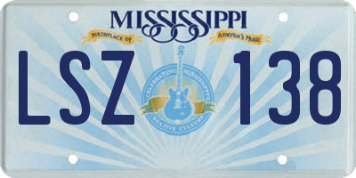 MS license plate LSZ138