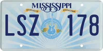 MS license plate LSZ178