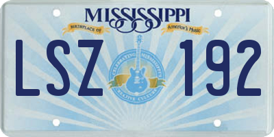 MS license plate LSZ192