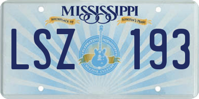 MS license plate LSZ193