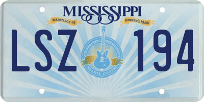 MS license plate LSZ194
