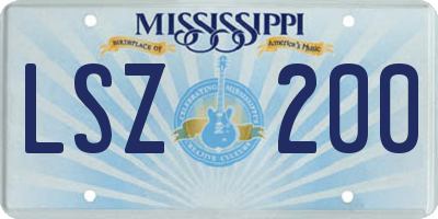 MS license plate LSZ200