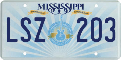 MS license plate LSZ203