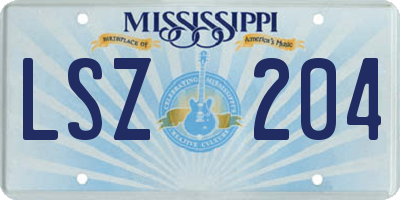 MS license plate LSZ204
