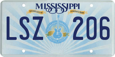MS license plate LSZ206