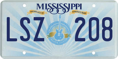 MS license plate LSZ208
