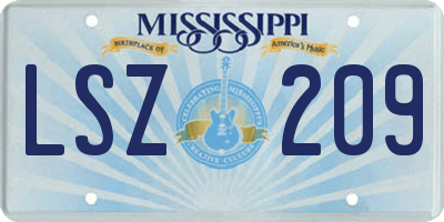 MS license plate LSZ209