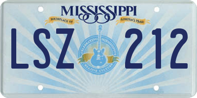 MS license plate LSZ212