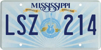 MS license plate LSZ214