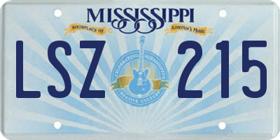 MS license plate LSZ215