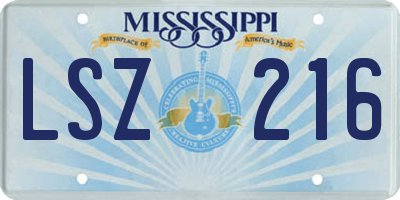 MS license plate LSZ216
