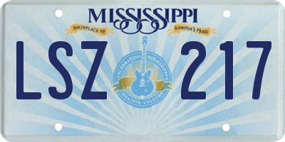 MS license plate LSZ217
