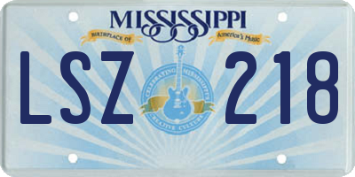 MS license plate LSZ218