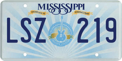 MS license plate LSZ219
