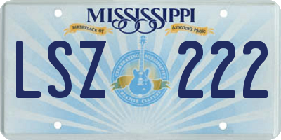 MS license plate LSZ222
