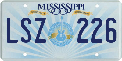MS license plate LSZ226