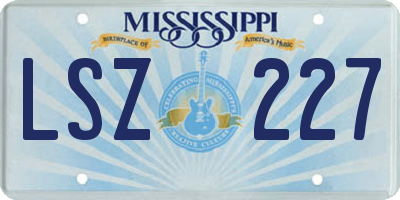 MS license plate LSZ227
