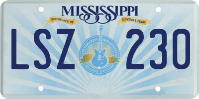 MS license plate LSZ230