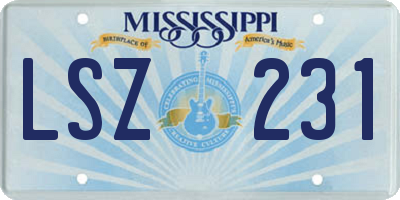 MS license plate LSZ231