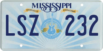 MS license plate LSZ232