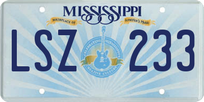 MS license plate LSZ233